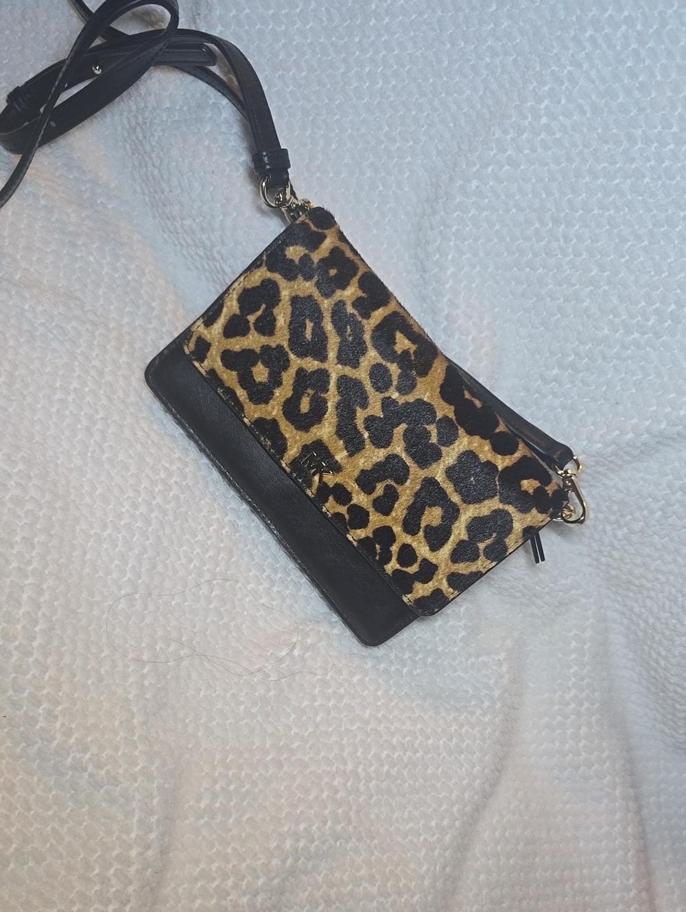 Leopard Print Crossbody Bag with Black Trim
